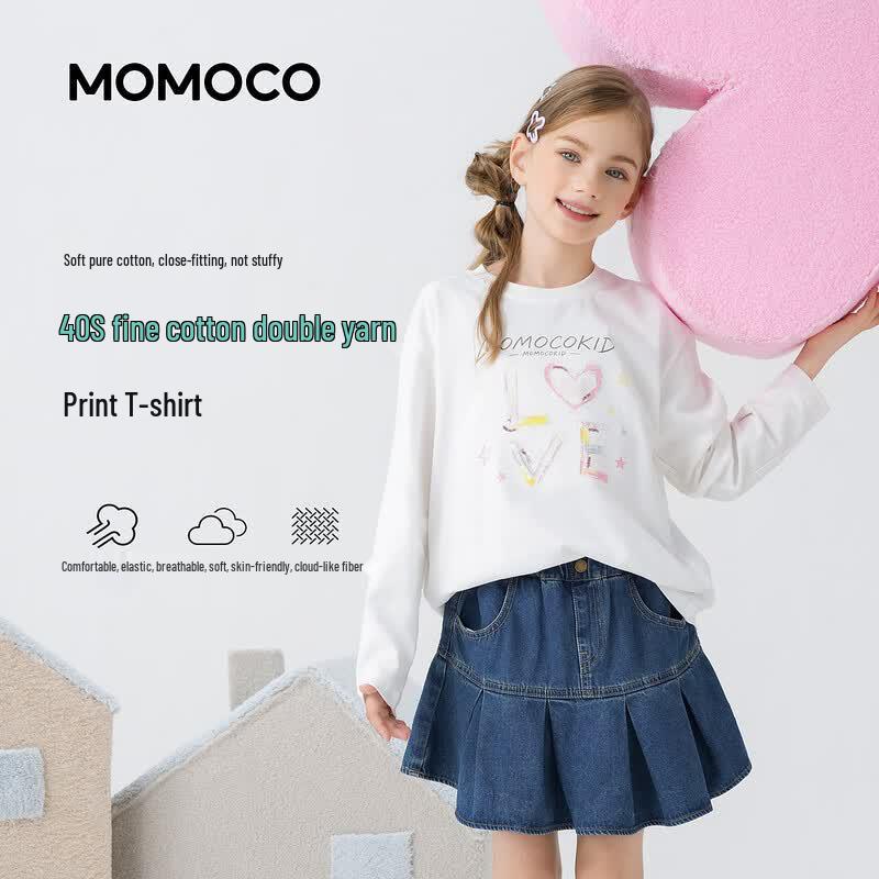 MOMOCO Girls Long-Sleeve Cotton T-Shirt 170