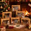 Weihnachtskeksschachteln 6 Stück Papiergeschenkboxen, mit Xmas-Farben bedruckt, faltbare Leckerli-Süßigkeiten-Verpackung für Feiertagsbäckerei-Desserts, Süßigkeiten, Leckereien,