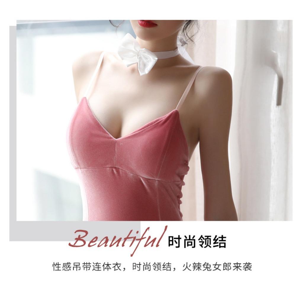 New Sexy Lingerie Bunny Sexy Onesie Chest Pad Garter Belt Open Gear Uniform Temptation Pajama Set
