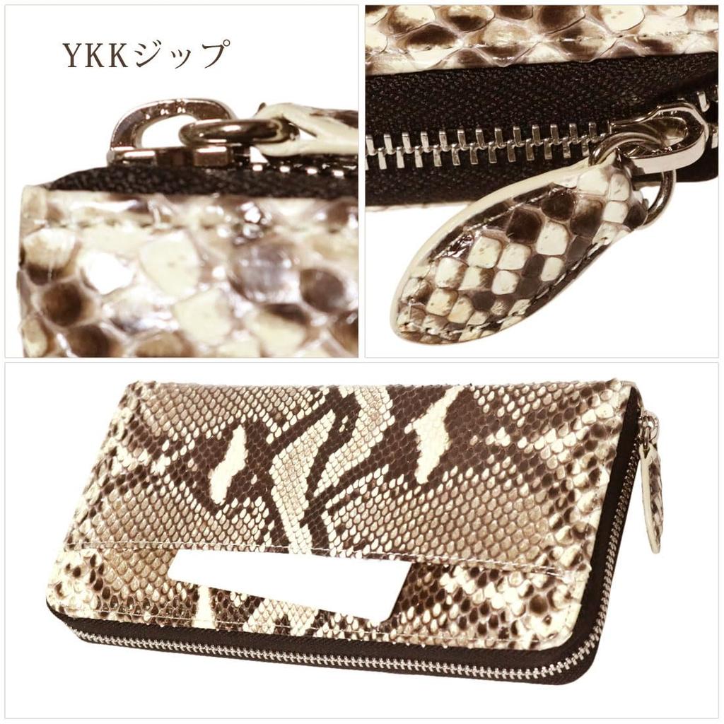 Bercute Python Diamond Python Genuine Leather Snakeskin Long Wallet for Men and Women, Round Zipper Closure, Large Capacity, Multifunctional, Slim,