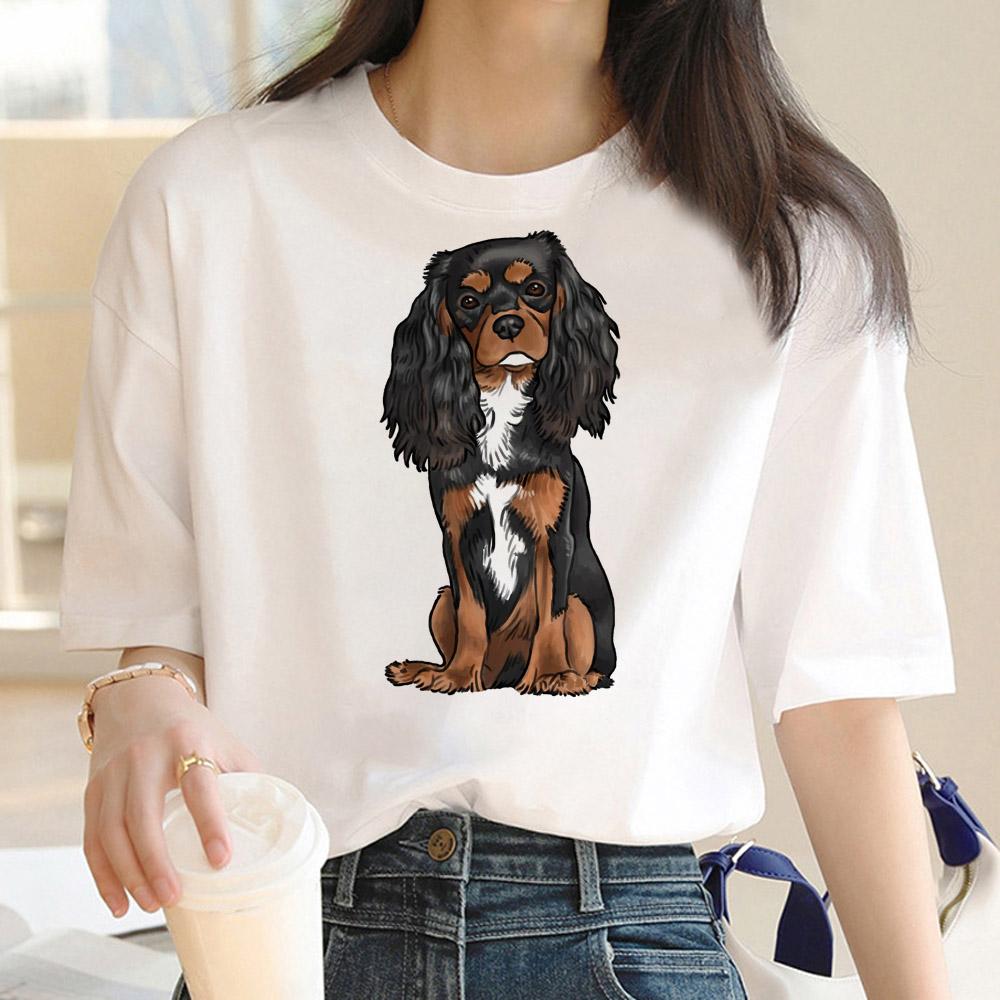 

Кавалер Кинг Чарльз спаниель Собака Топ Женщины Японский Аниме 3D Принт Женская Футболка Женская Harajuku Y2k Манга Одежда 6XL