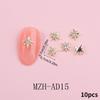 10 stuks 3D Metalen Holle Pentagram Sterren Kristal Nagel Charms Vijfhoekige Ster Strass Steentjes Nagels Kunst Decoraties Sieraden Manicure