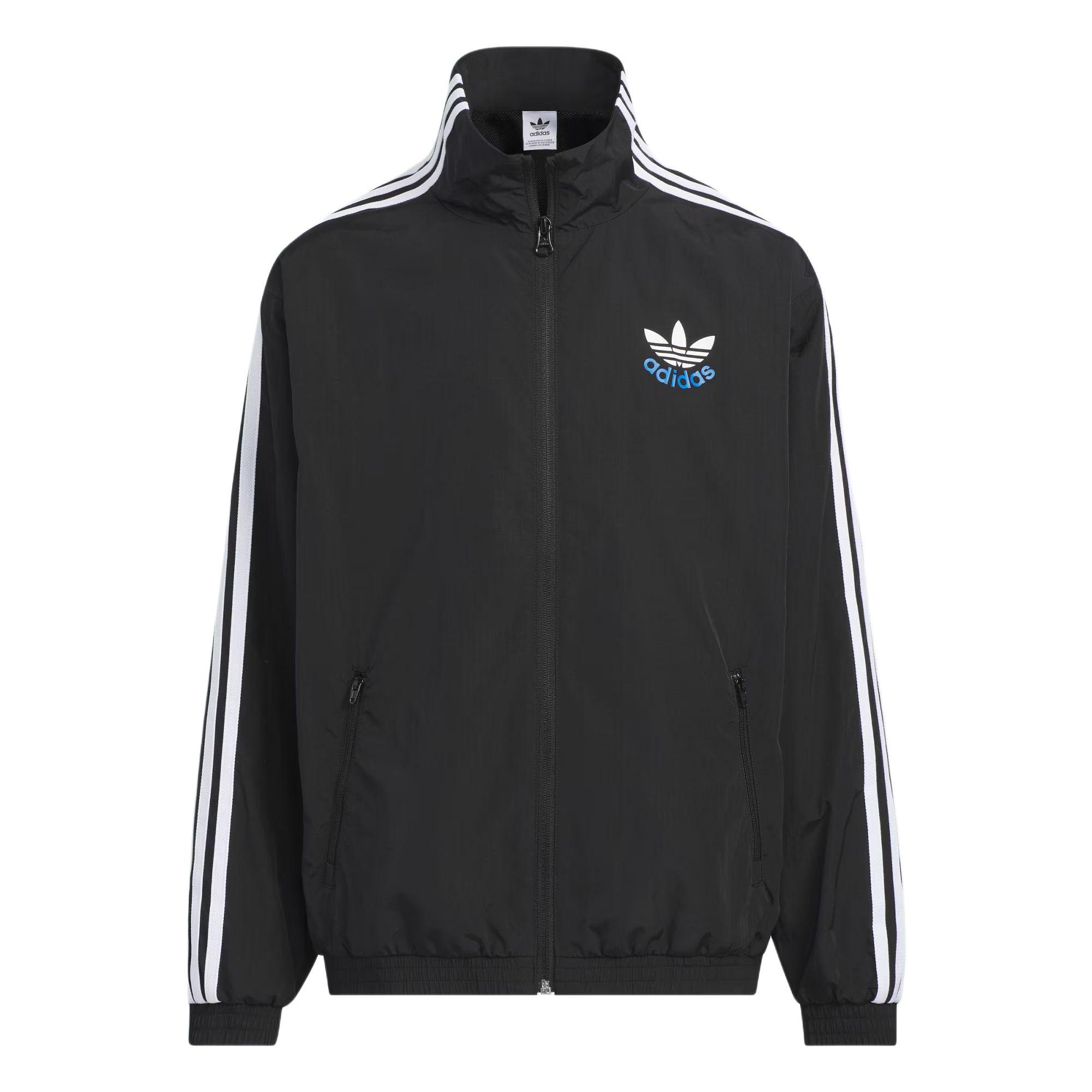 Adidas Оригинальная куртка со стойкой, полосатая, с длинным рукавом, мужские куртки, черно-белая JZ7431 128