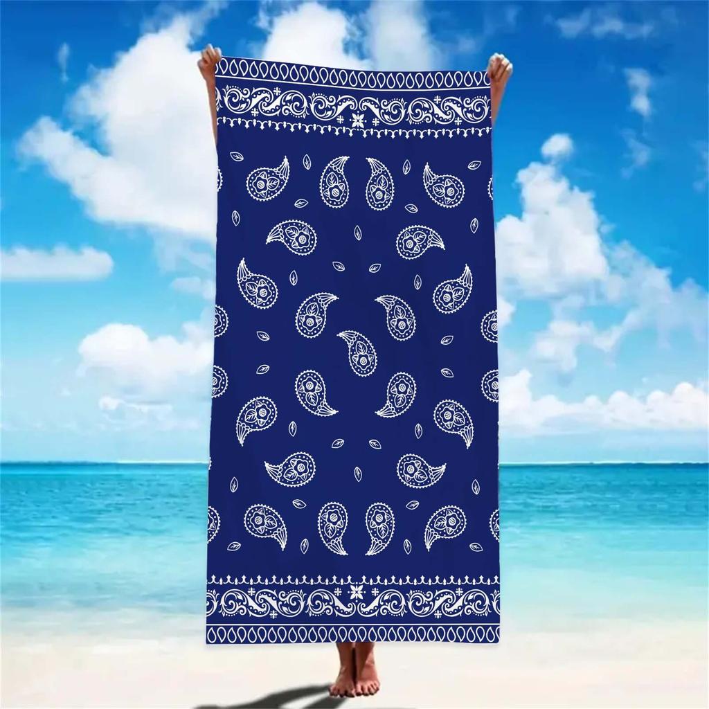 Serviette de plage d'été à motif cachemire rétro, serviette de bain, serviette de piscine, cadeau de fête pour enfants
