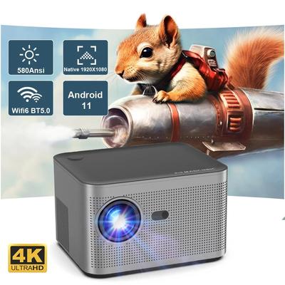 HY350 580 Ev Sineması Projektörü ANSI Taşınabilir Projektör Android11 ​​4K 1920*1080P Wifi 6 Ses Kontrolü Elektronik Odak BT5.0