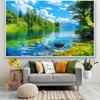 2D Flat Image 1 Piece - Autumn Forest River Scenery Suitable for Photography and Home Decoration In the Living Room