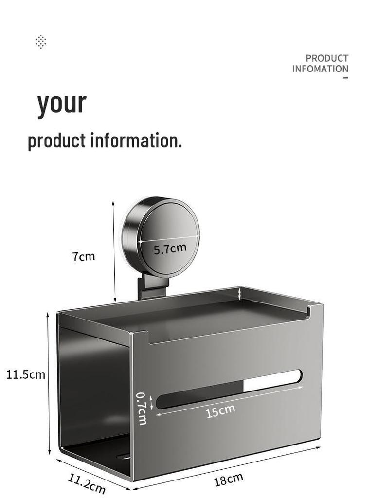Suction Cup Toilet Paper Holder: No-Punch Wall-Mounted Bathroom Tissue Box