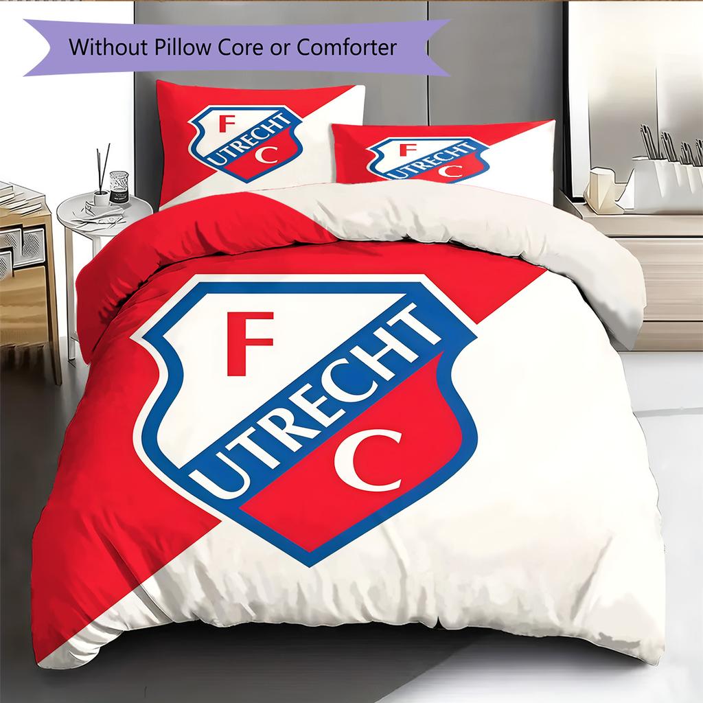 FC Utrecht  Pattern Bedding Quilt Set Quilt Cover Pillowcase Home Decoration Birthday Gift (1 * Duvet Cover + 2 * Pillowcase, Without Core)