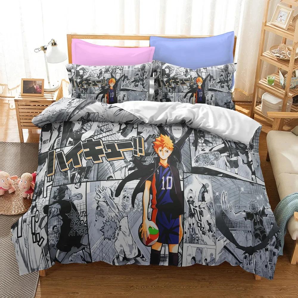 3D Print Anime Volleyball Haikyuu Bedding Set Duvet Cover Bed Set Quilt Cover Pillowcase Comforter King Queen Size Boys Adult