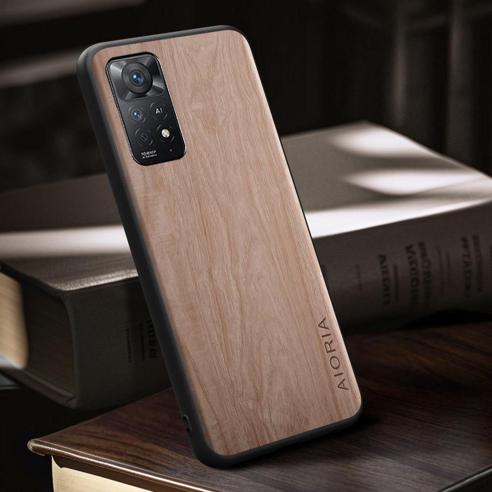 Case for Redmi Note 11 Pro Plus Funda Bamboo Wood Pattern Four-corner Explosion-proof Back Cover