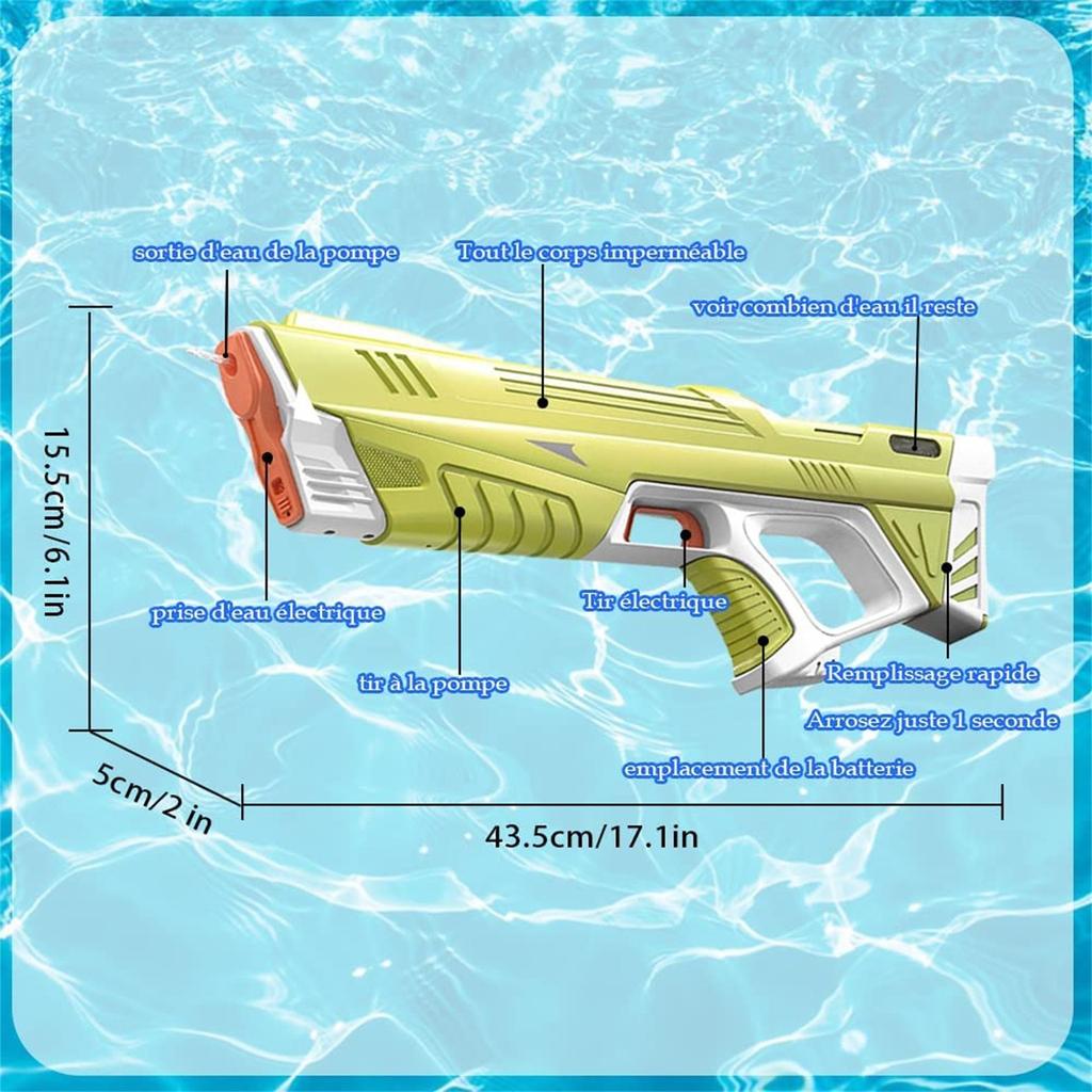 Automatic Electric Water Gun Large Capacity Continuous Water Spray Rechargeable Battery Powered Outdoor Water Blaster Summer Toy for Kids