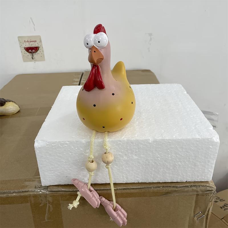 Funny Big-Eyed Long-Legged Chicken Decorative Ornament Rooster Figurine Resin Animal Statue Garden Yard Decoration Home Decor