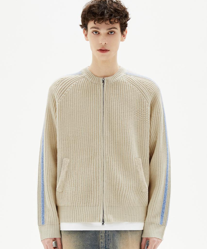 Maglia Tricot TRILLION con Zip e Spazzola Lavabile (Avorio)
