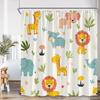 Cartoon Kids Bath Curtains Birds Rainbow Unicorns Cute Cats Fish Funny Animals Bathroom Decortaion Shower Curtain With Hooks
