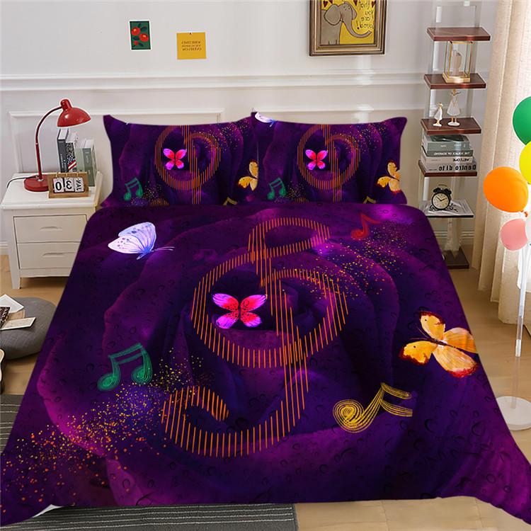 

Quilt Cover Pillowcase Three-Piece Polyester Music Symbol Digital Printing A pair of pillowcases 50 * 90