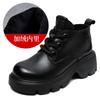 Leather high-top women's shoes spring and autumn new thick-soled heightening fashion lace-up short boots British retro style and ankle boots