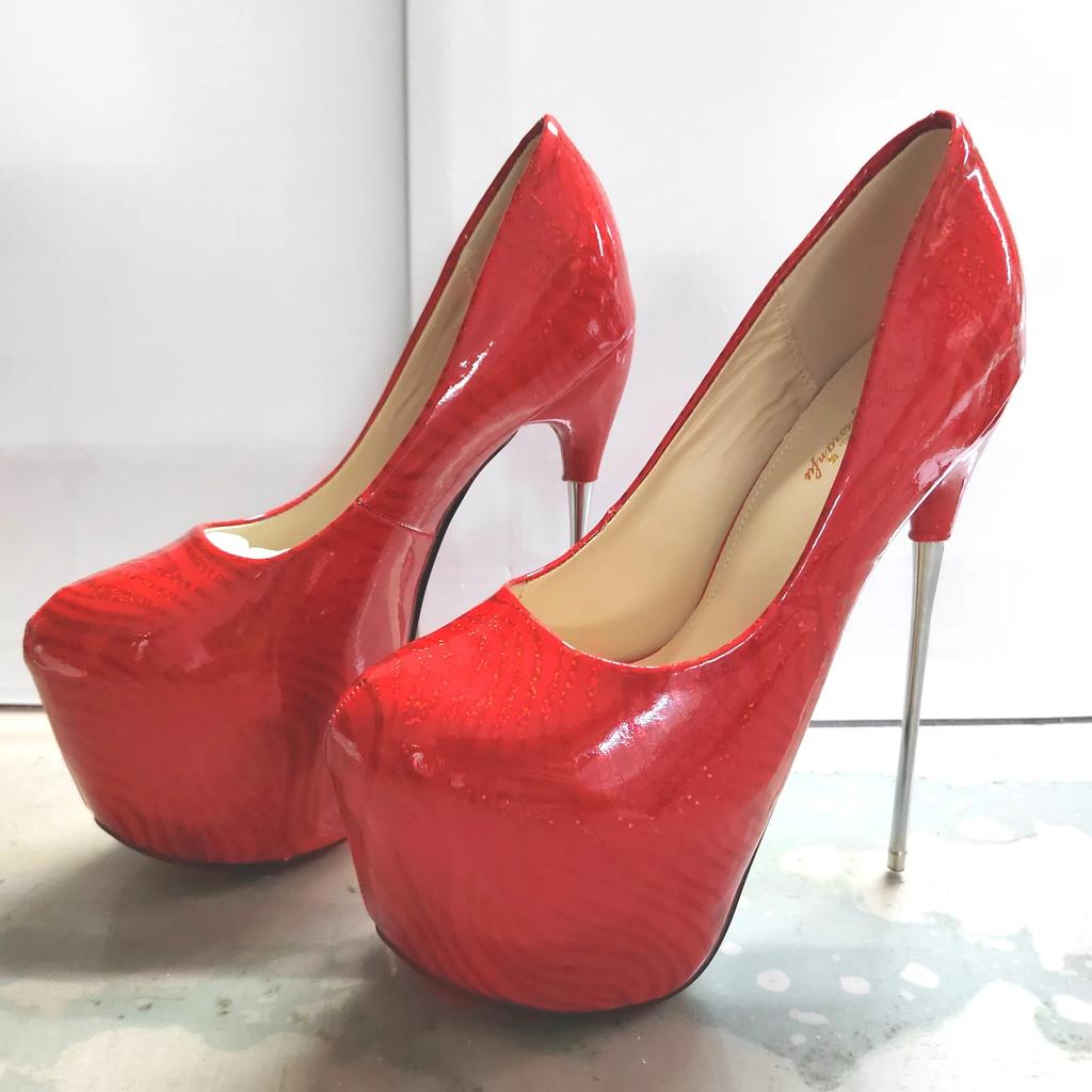Fashion Luxury Metal 22cm High Heels Pumps Woman Platform Sexy Colorful Heeled Dance Office Wedding Fetish Stripper Shoes Large Size 45