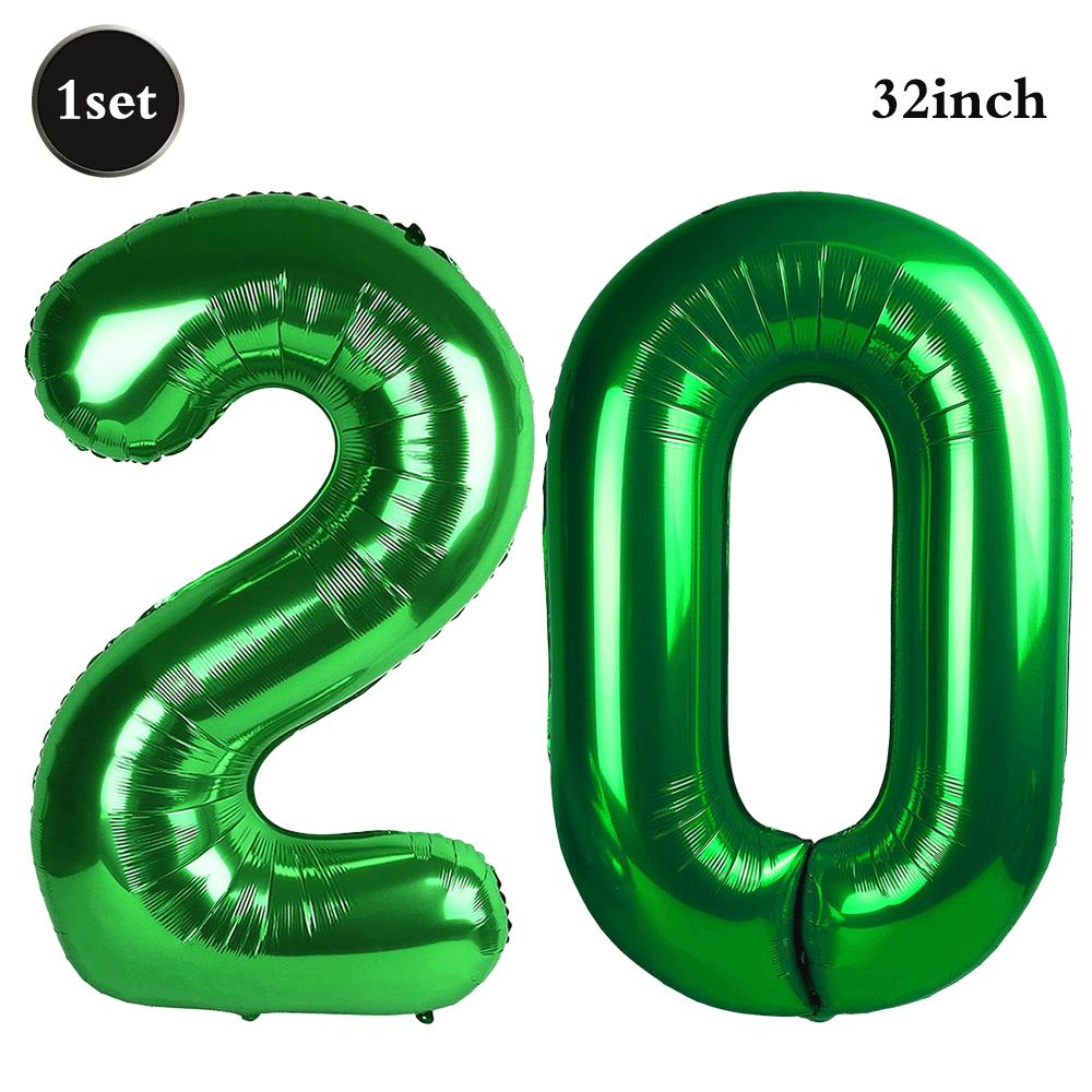 32 Inch Green Number Foil Balloons 0-9 Jungle Safari Theme Soccer Party Decor Kid Boy 1st Birthday Dinosaur Baby Shower Supplies