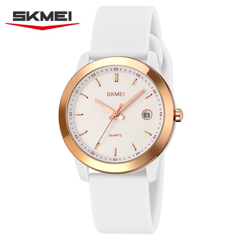 

skmei кварцевые часы студенческие часы-календари темперамент нишевые часы простые трендовые водонепроницаемые кварцевые часы белый