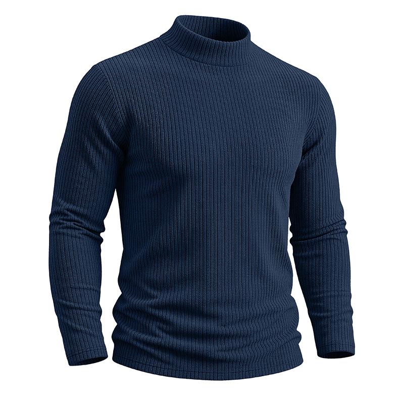 Męski sweter z golfem, z długim rękawem, gruby splot, ciepły, vintage, pulower