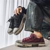 Vintage Red Men's Canvas Shoes Street Style Platform Vulcanize Shoes For Men Dirty Design Skateboard Sneakers Man Casual Shoes