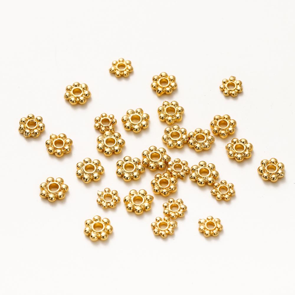 20pcs 14K 18K Gold Color Daisy Spacer Beads Mini Brass Spacer Beads Charms Pendants for DIY Bracelet Necklace Jewelry Making