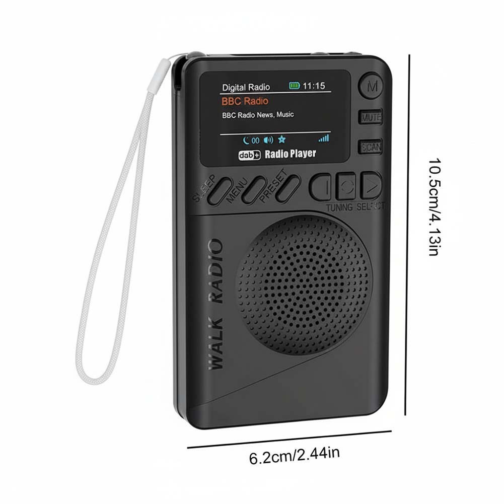 Mini DAB FM Digital Radio with Headphone Jack Color Screen Pocket Radio Rechargeable MP3 Playback Speaker for Jogging