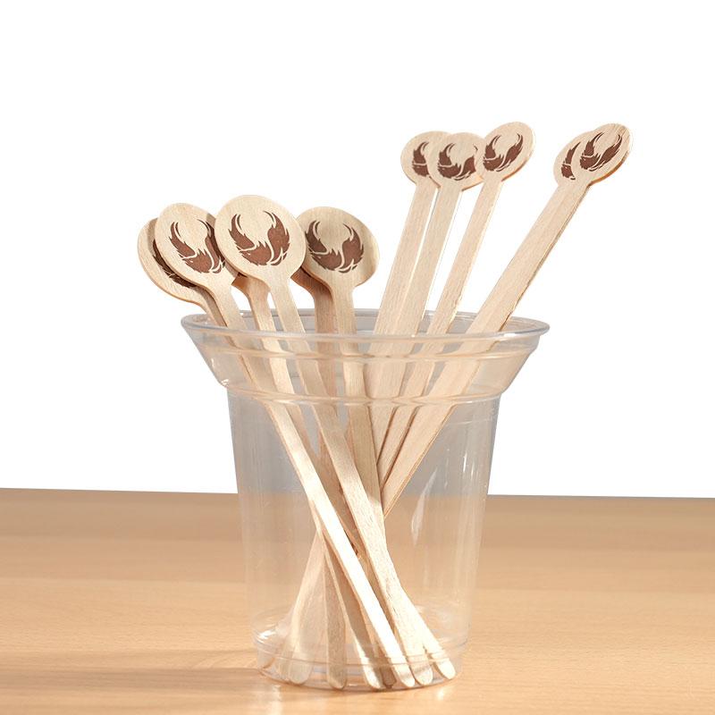100pcs Wooden Coffee Stirrers With Round End Coffee Stirrer Sticks Eagle Pattern Disposable  Cold Drinking Stir Popsicle