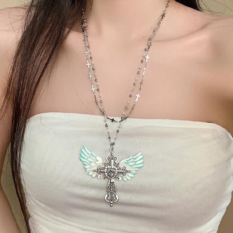 Stilvolle Punk-Schlüsselbein-Kette mit Kreuz-Anhänger Stabile Legierung Retro-Stile Modeaccessoire