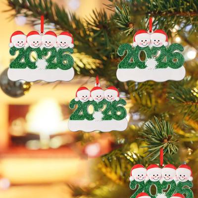 Enfeite de Natal para Família 2026 Chapéu de Papai Noel Boneco de Neve DIY Nome da Família Decoração Pendente para Árvore de Natal Presente de Feriado