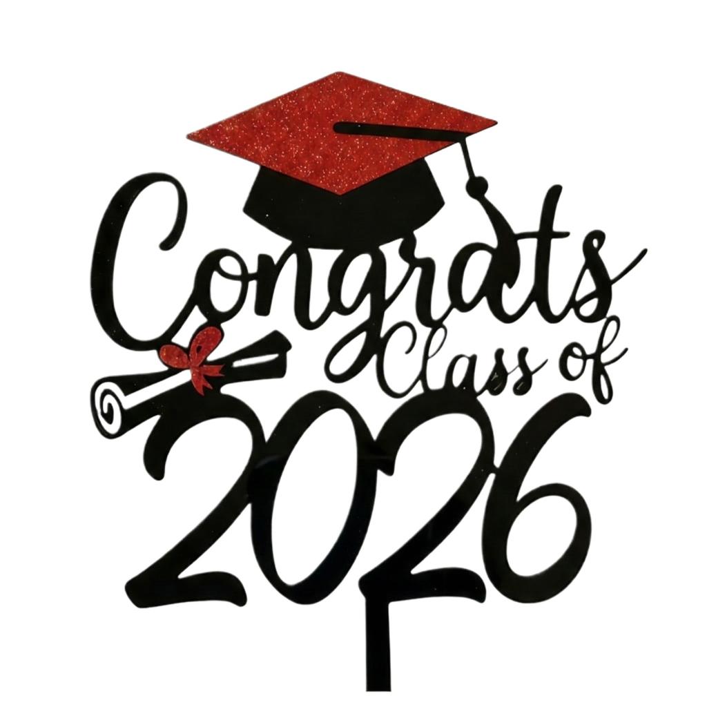 Graduation Party Cake Decoration Card Insertion, College High School Graduation Class Of 2026 Cake Plugin