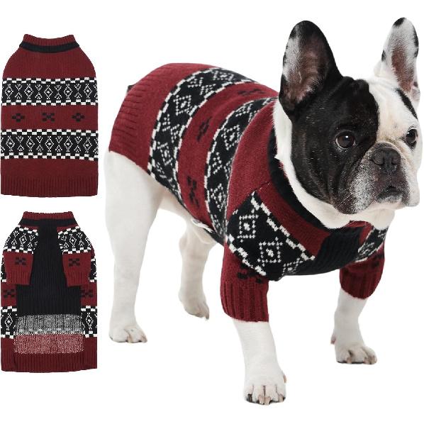 IECOii Male Dog Sweater,Thick Knitted Dog Sweaters for Small Medium Dogs Boy,Mid Neck Knitwear Extra Warm Pullover for Cold Weather,Cozy & Stretchy