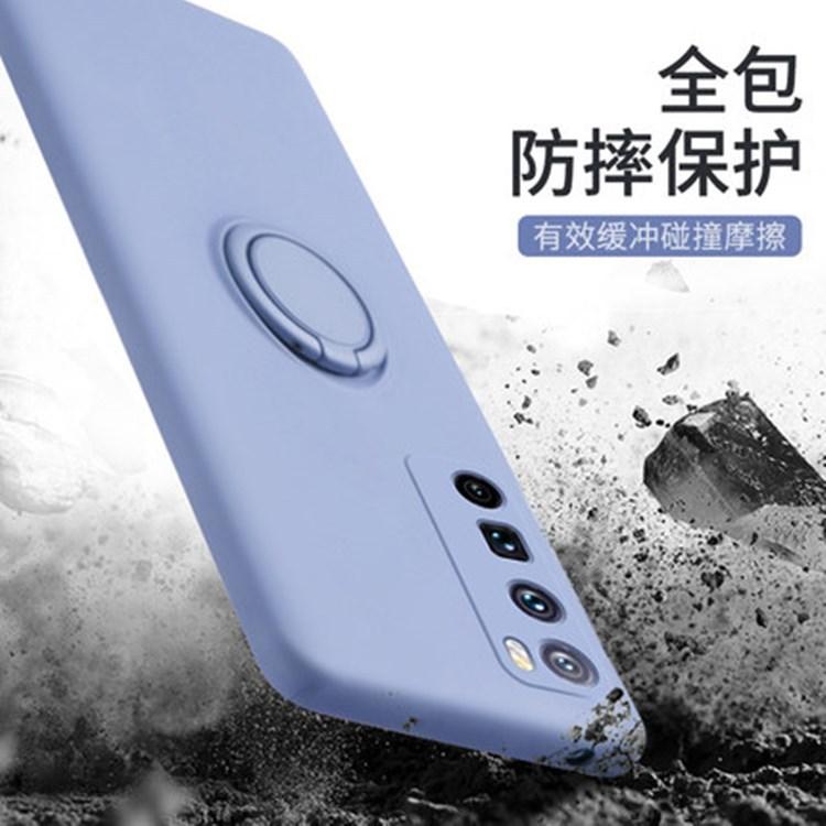 Suitable for Samsung Note20ultra liquid silicone phone case S25plus ring holder all-inclusive lens case