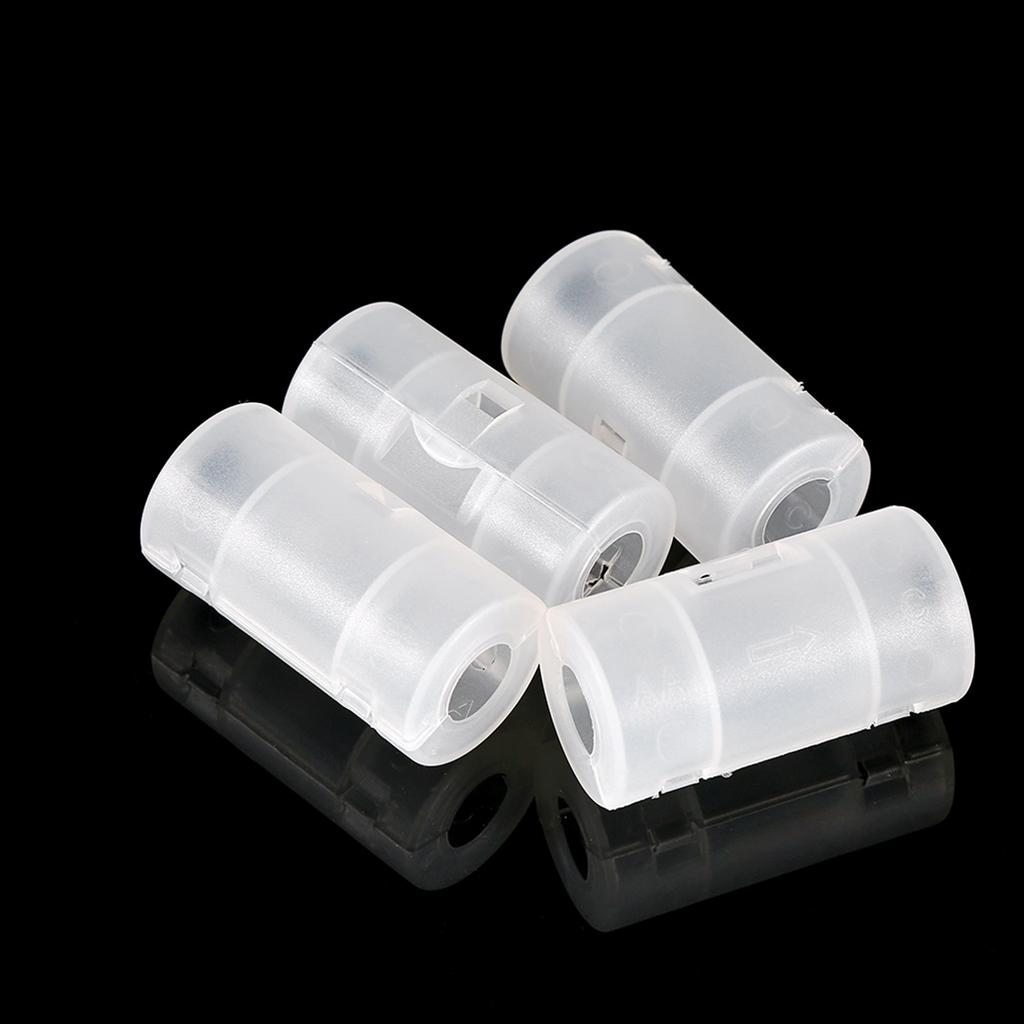 4 Pack AA To Size C Battery Adapters Holder Switcher Converter Cases Box White