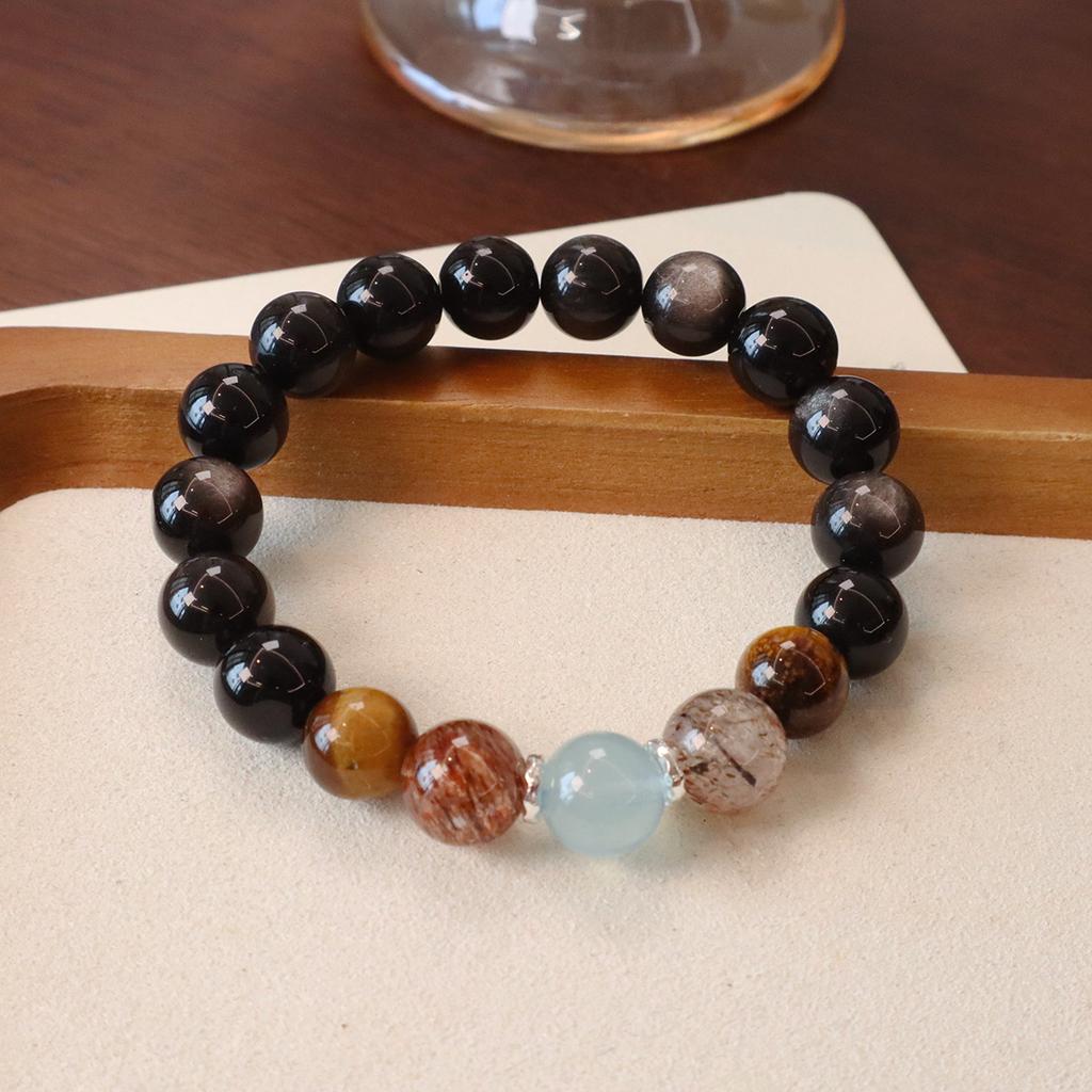 Natural Agate Yellow Crystal Crystal Bracelet, Hand Jewelry, Personalized Exquisite Bracelet, Qiankun Circle. Fashion Women Daily Jewelry Lucky Gift