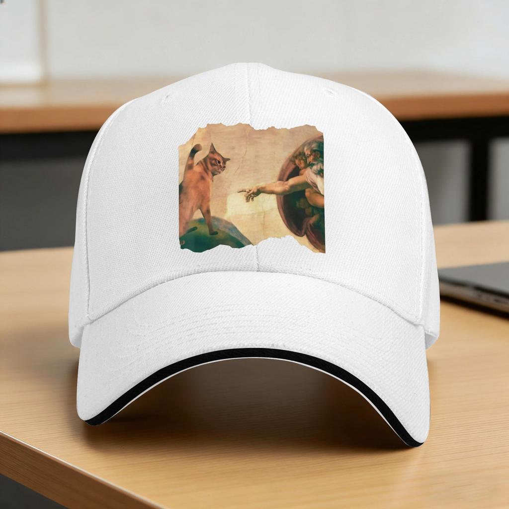 Funny Cat Swatting Gods Hand Parody Cat Casual Baseball Cap Sport Hip Hop Hats Spring Breathable Unisex Unisex Snapback Cap