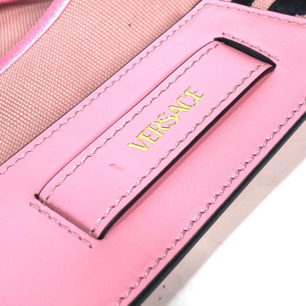 VERSACE logo  Shoulder strap Canvas/Leather pink/Black Unused
