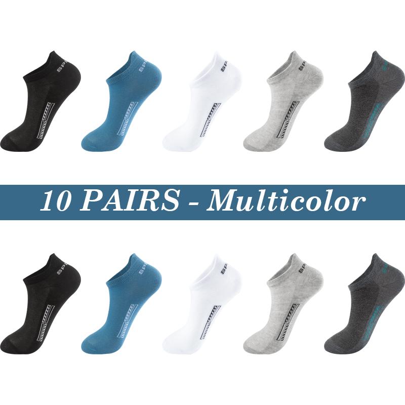 High Quality 10 Pairs Men Socks Breathable Cotton Summer Sports Boat Sock Mesh Casual Athletic Thin Cut Short Sokken Plus Size 37-48