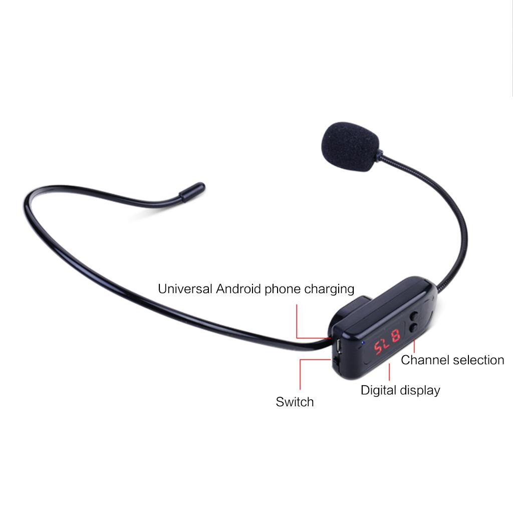 FM Wireless Microphone Headset High-definition Digital Tube Display Frequency Microphone Headset 15-20m/49-65in