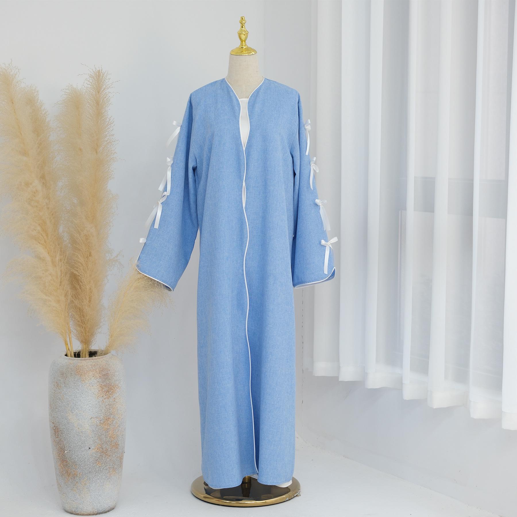 

2024 Loriya Pure Beauty Длинное платье-халат с бантом Абайя (LR800) для Европы, Америки и Ближнего Востока S