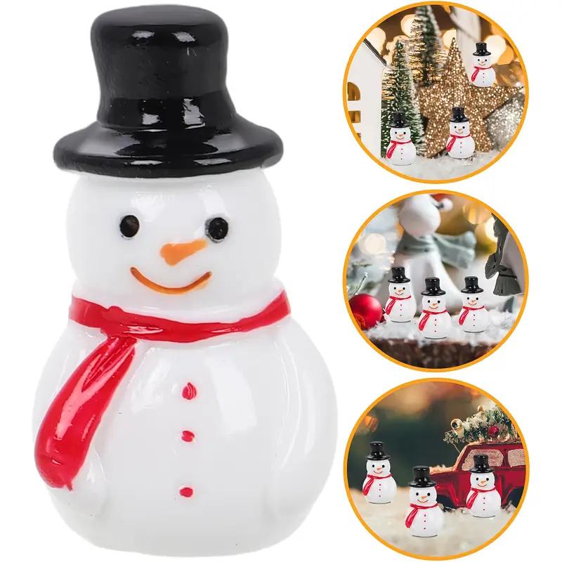 WTEMPO Mini Schneemann Figuren Ornamente Weihnachten Harz Schneemann Dekoration mit Hut Weihnachten Mikro Landschaft Ornamente Gartenzubehör für DIY Bastelarbeiten