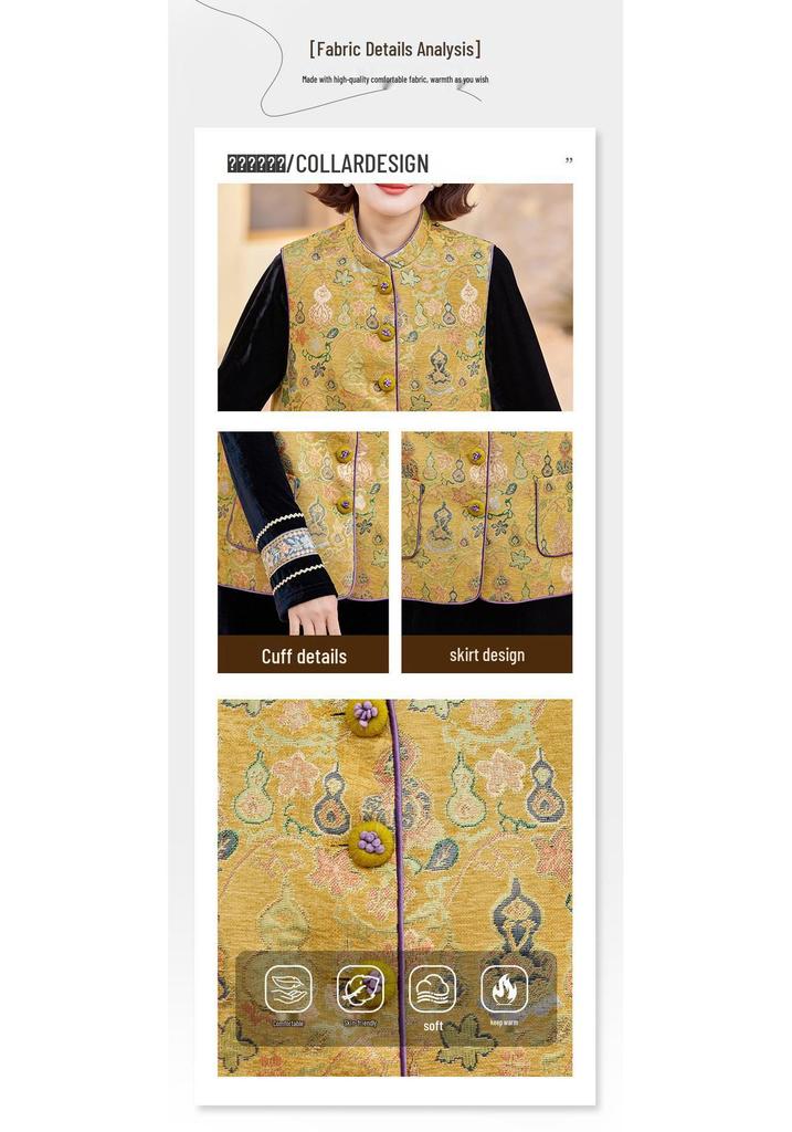 Elegant Spring/Autumn Three-Piece Tang Suit Set for Middle-Aged Women - Includes Vest, Top, and Jacket