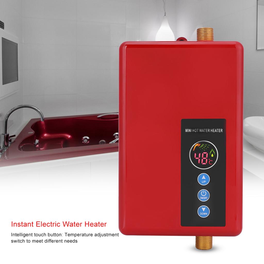 Mini Instant Electric Water Heater Tankless Shower Hot Water System Kitchen Red