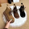 Ankle Boots Women Flats Platform Suede Shoes Casual New 2025 Winter Woman Sneakers Trend Lace Up Sport Shoes Brand Botas Mujer