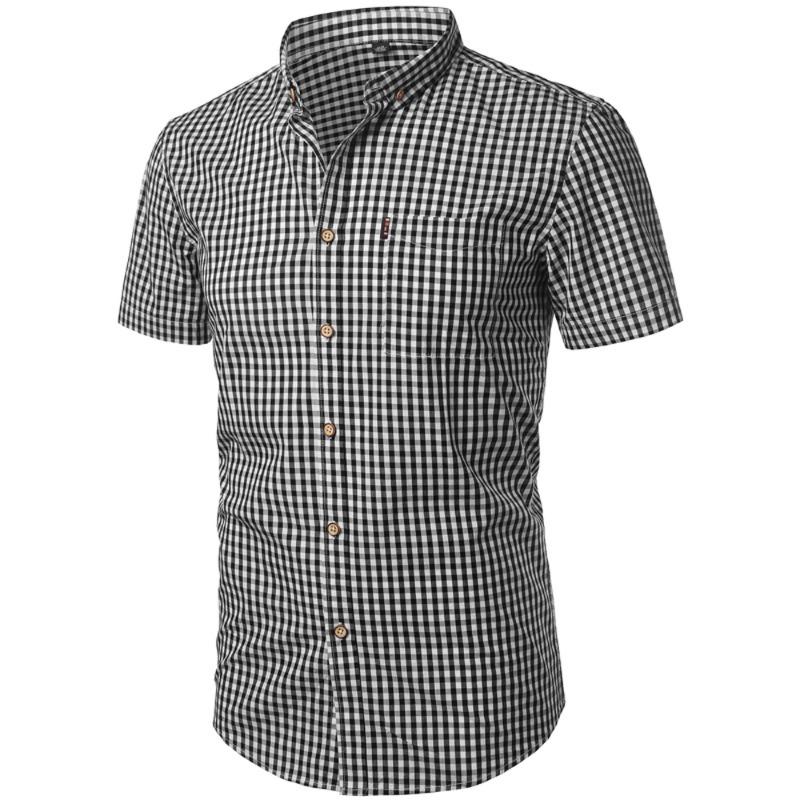 Camicia abbottonata scozzese piccola da uomo Camicia estiva nuova manica corta slim fit Camicie eleganti da uomo a quadri casual Chemise Homme