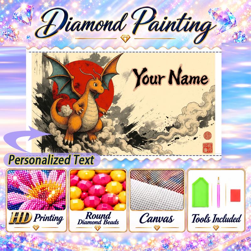 Personalized Charizard Diamond Art Custom Name 5D Diamond Painting Full Drill DIY Craft