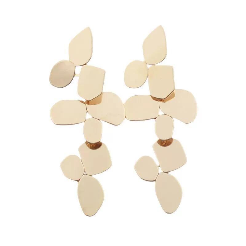 Minimalist Metal Personality Earrings Golden Silver Geometry Long Big Drop Earrings Round Leaf Water Droplet Jewelry Gifts