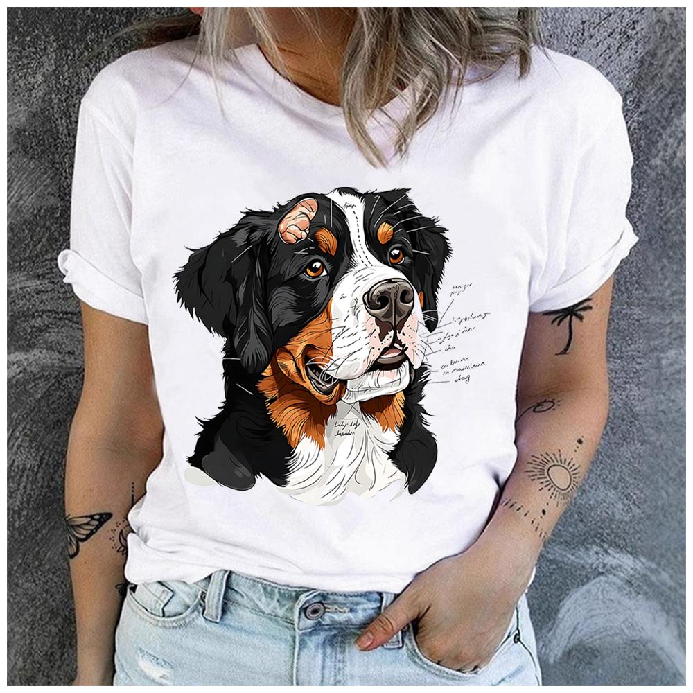 Men Nand Women's Polyester 100% 2D Dog Print T-shirt Loose Round Neck Casual Short Sleeve Fashion Top  Clothing Summer