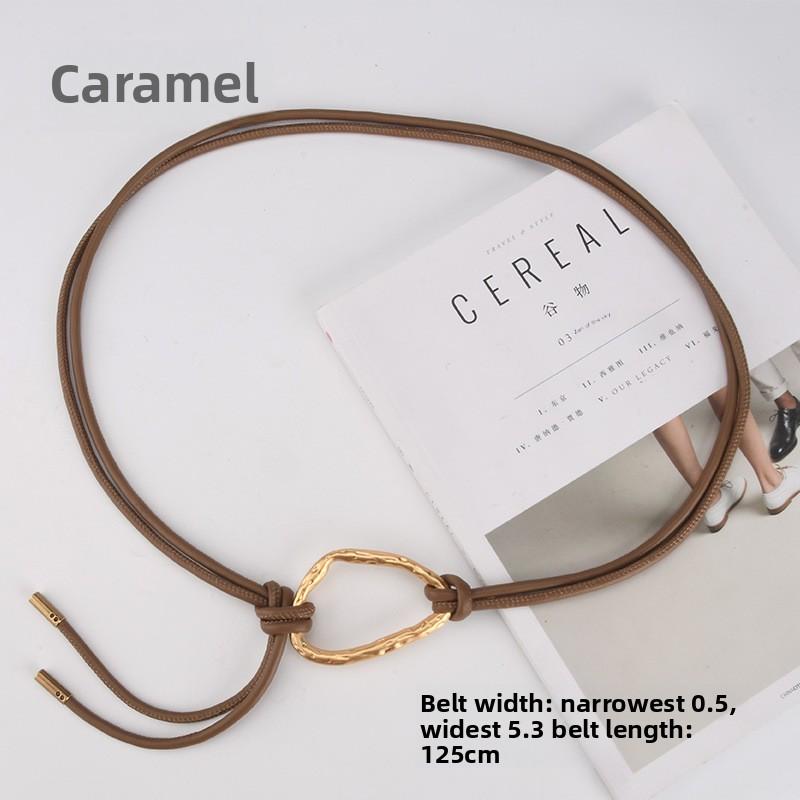 Women's knotted pu leather rope decorative dress classyfashionfashion thin waist chain