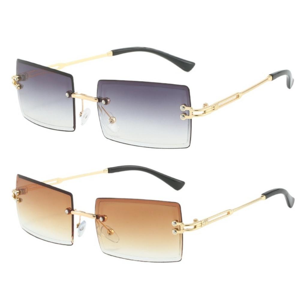 Gradient Lens Rimless Sunglasses for Men and Women Beach Eyewear UV400 Protection